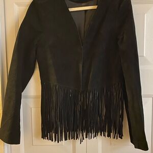 Tart Collections Black Fringe Leather Jacket